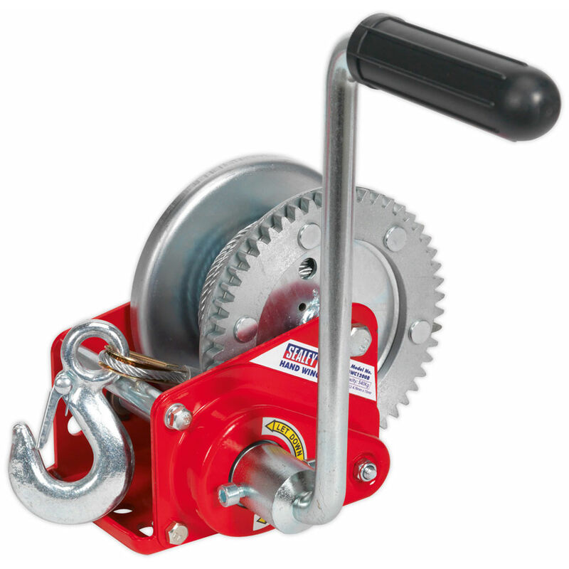 GWC1200B Geared Hand Winch with Brake & Cable 540kg Capacity - Sealey