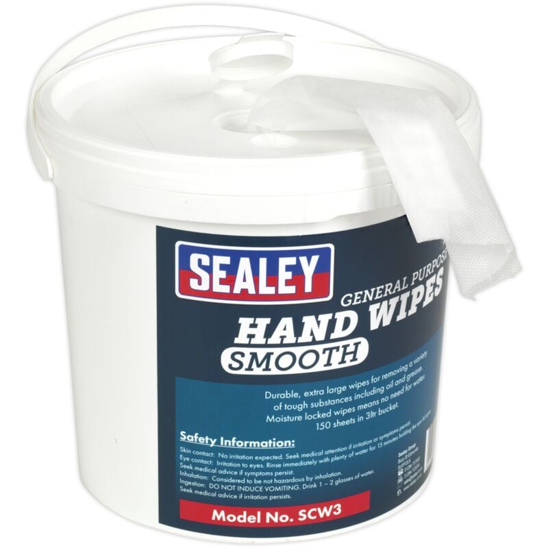 SCW3 Hand Wipes Bucket - Pack of 150 - Sealey