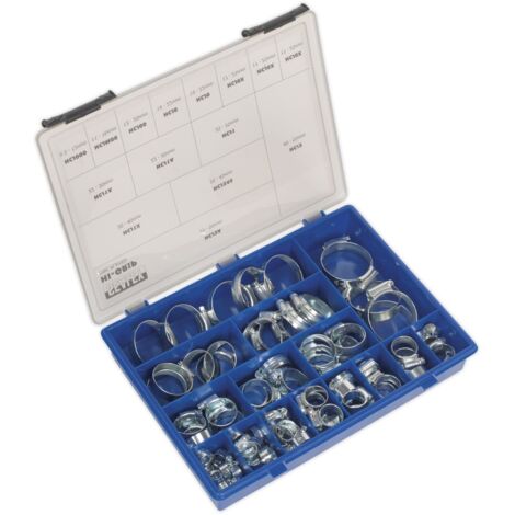 Sealey HCJ85AC HI-GRIP® Zinc Plated Hose Clip Assortment 9.5-55mm 81pc