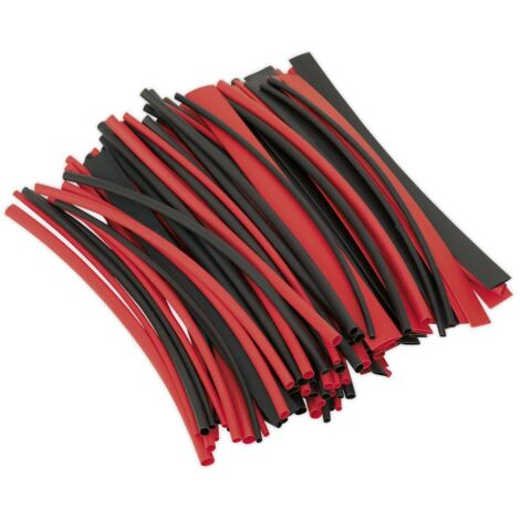 Sealey Heat Shrink Tubing 200mm 100pc - Black & Red HST200BR