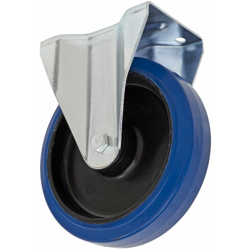 Sealey - Heavy-Duty Blue Elastic Rubber Fixed Castor Wheel �160mm - Trade SCW3160FPEM