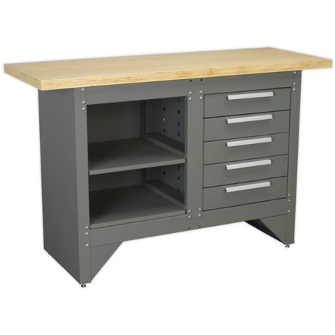 Sealey Heavy-Duty Workbench with 5 Drawers AP2030BB