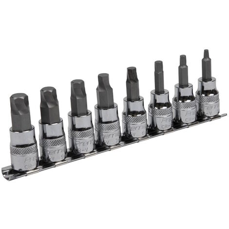 Sealey Hex Socket Bit Set Lock-On&x2122 8 Pieces 3/8"Sq Drive Metric - AK65601