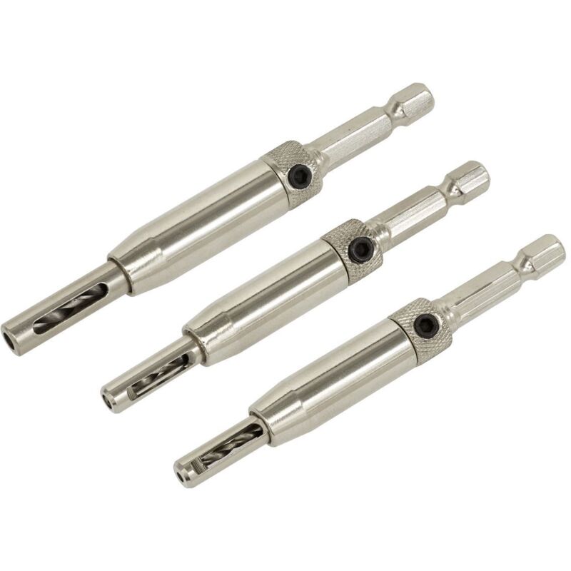 Sealey AK3HD Self-Centring Chamfered Hinge Drill Set 3pc