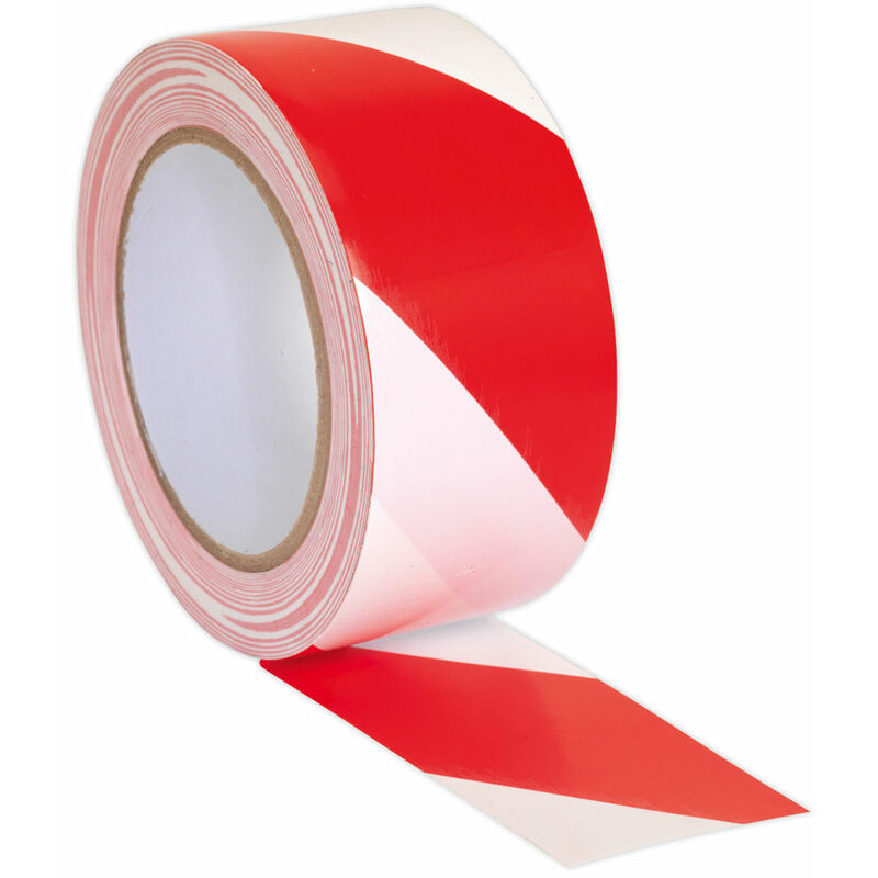 HWTRW Hazard Warning Tape 50mm x 33mtr Red/White - Sealey