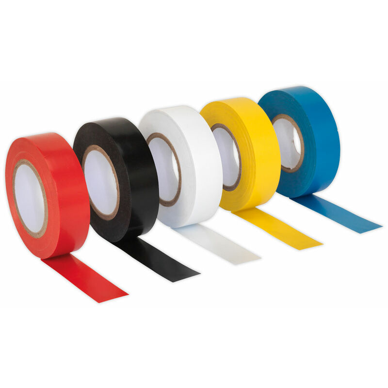 ITMIX10 PVC Insulating Tape 19mm x 20mtr Mixed Colours Pack of 10 - Sealey