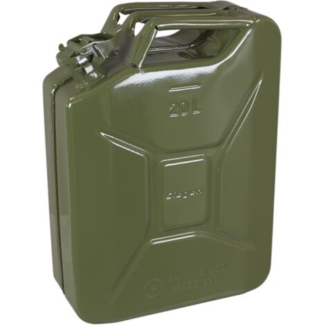 SEALEY JERRY CAN FUEL 20 LITRE 20L METAL PETROL DIESEL 20L ARMY CONTAINER JCY20G
