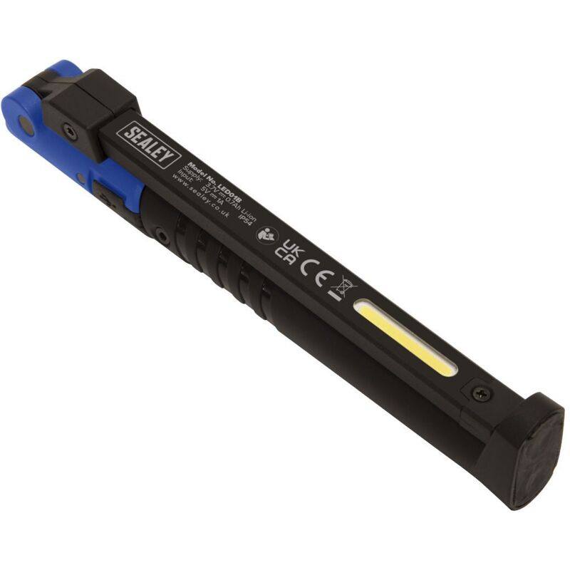 Sealey LED01B Rechargeable Slim Folding Pocket Light 2 COB + 1 SMD LED - Blue