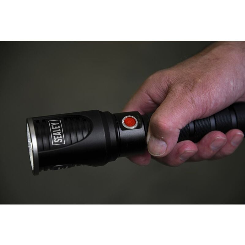 Sealey - Aluminium Torch 60W cob led Adjustable Focus Rechargeable with usb Port LED4494