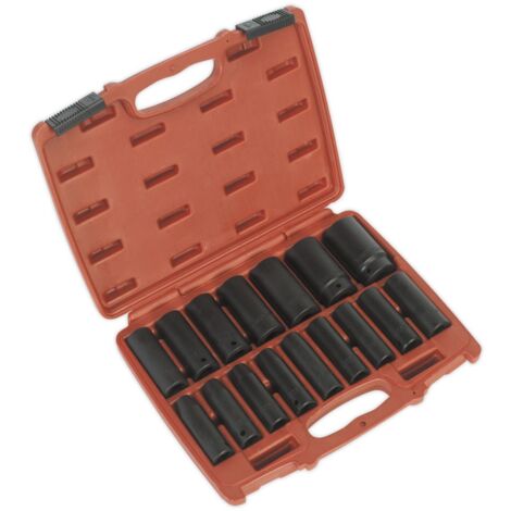 Sealey Metric Impact Socket Set 16pc 1/2""Sq Drive Deep Boxed AK5816M
