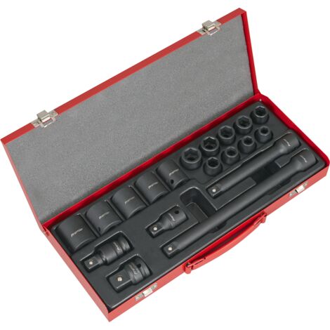 Sealey Metric Impact Socket Set 19pc 1/2""Sq Drive Single Hex Boxed AK5619M