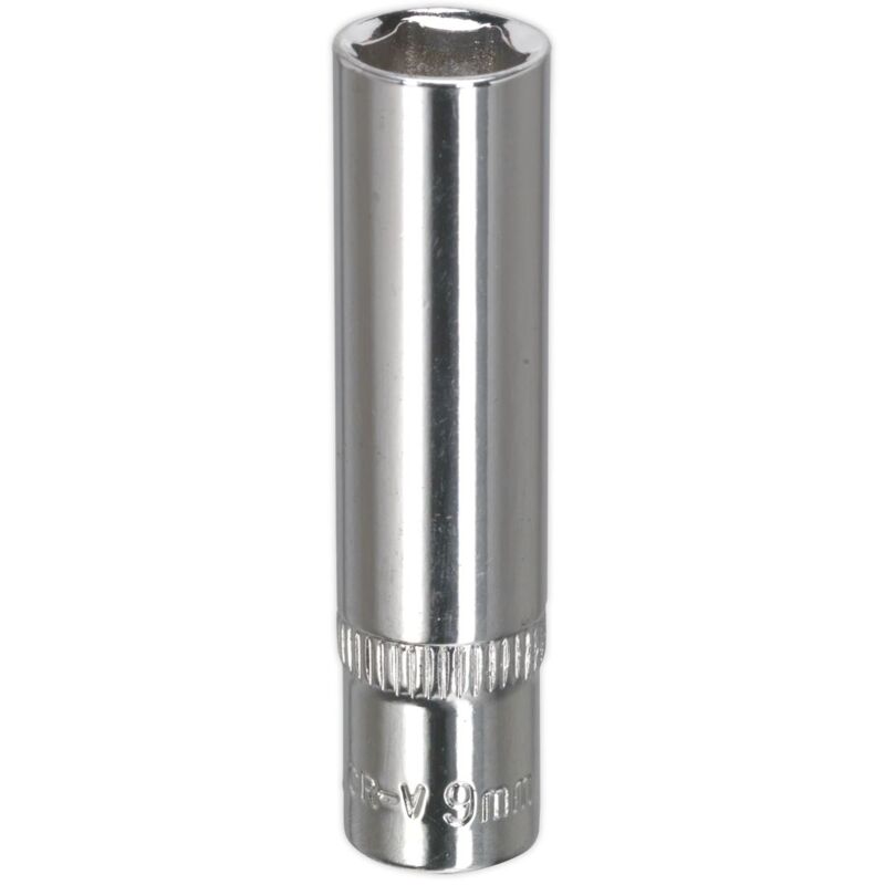 SP1409D Premier Fully Polished Deep Socket 1/4''Sq Drive 9mm - Sealey