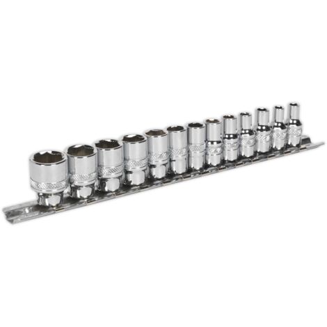 Sealey Metric Socket Set 13pc 1/4""Sq Drive Lock On Chrome 6pt Metric AK2746