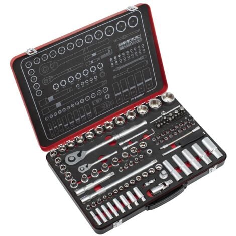 Sealey Metric Socket Set And Bit Set 1/4"" 1/2""D 108pc Single Hex Torx AK7926