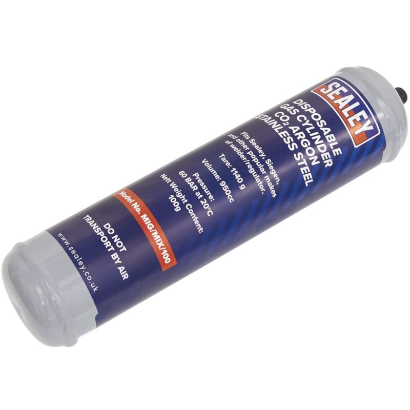 Sealey - Mig/Mix/100 Disposable Carbon Dioxide/Argon Gas Cylinder 100g