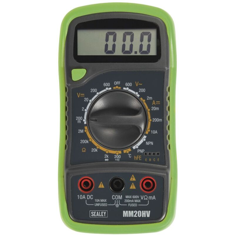 Sealey - MM20HV 8-Function Digital Multimeter with Thermocouple - Hi-Vis Green