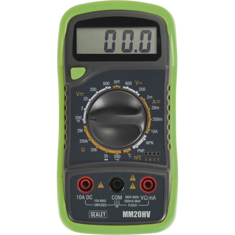 Sealey - MM20HV 8-Function Digital Multimeter with Thermocouple - Hi-Vis Green