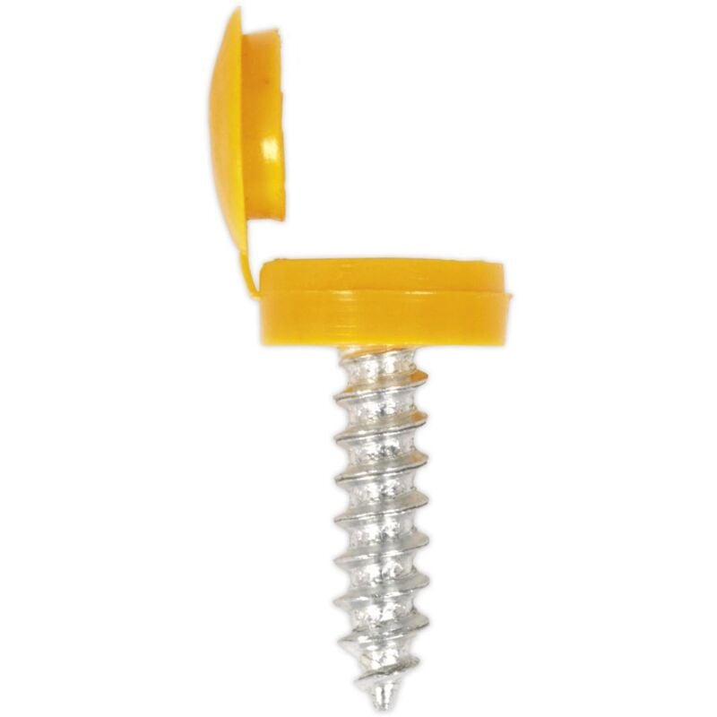 Sealey - Numberplate Screw with Flip Cap 4.2 x 19mm Yellow, Pack of 50