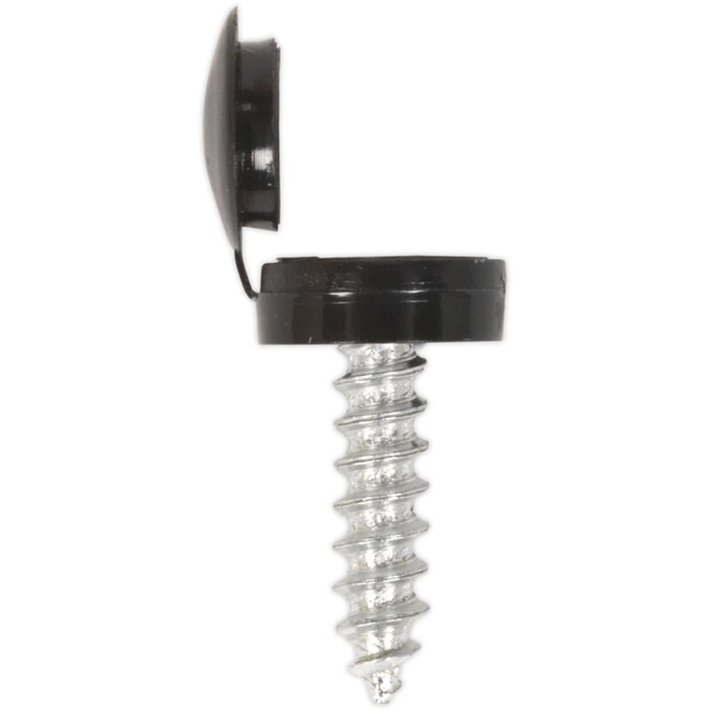 Sealey - NPBK50 Numberplate Screw with Flip Cap 4.2 x 19mm, Black - Pack of 50