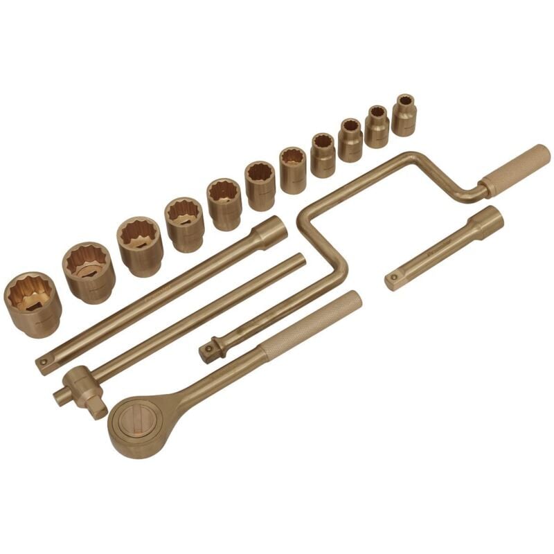 NS124 Premier Non-Sparking Socket Set 1/2'Sq Drive 17pc - Sealey