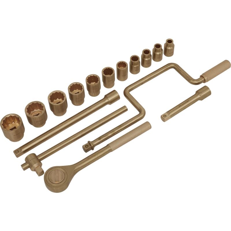 NS124 Premier Non-Sparking Socket Set 1/2'Sq Drive 17pc - Sealey