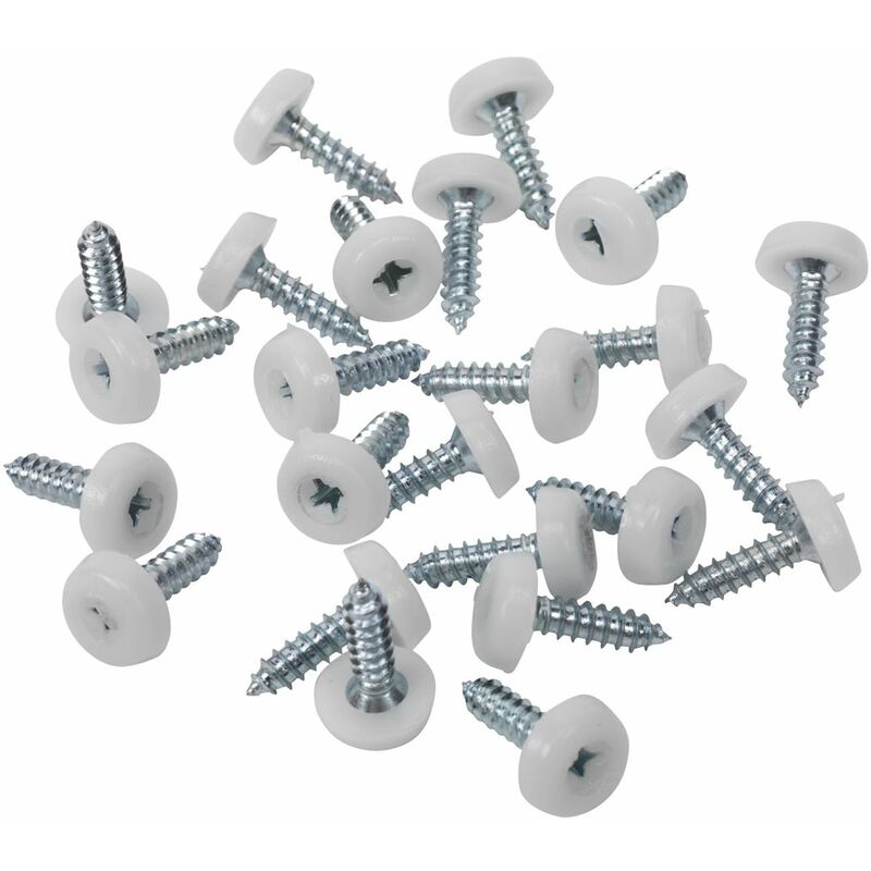 Numberplate Screw Plastic Enclosed Head 4.8 x 18mm White Pack of 50 PTNP1 - Sealey