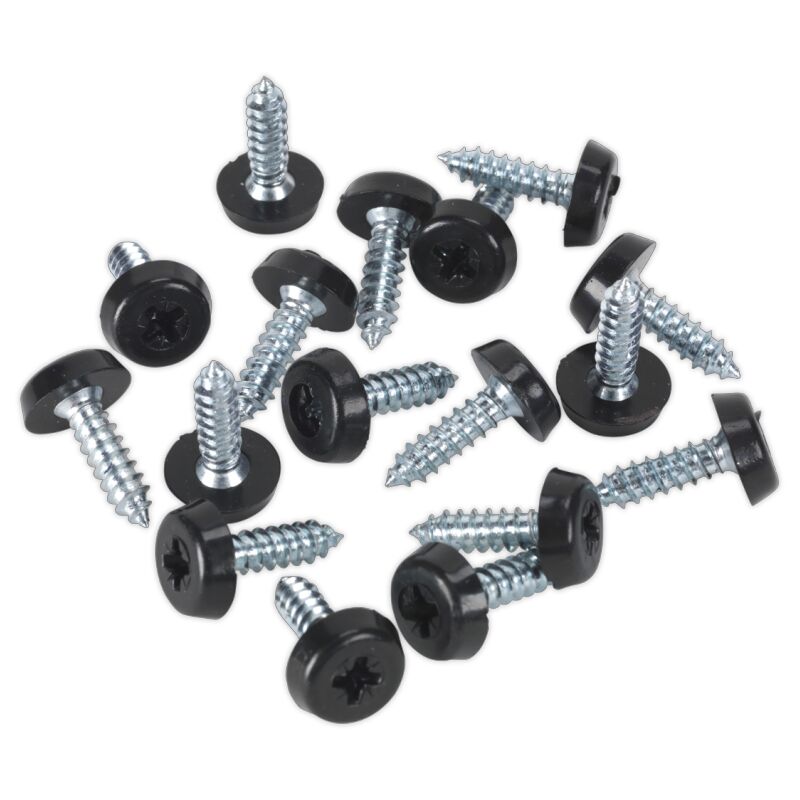 Number Plate Screw Plastic Enclosed Head 4.8 x 18MM Black Pack of 50 - Sealey