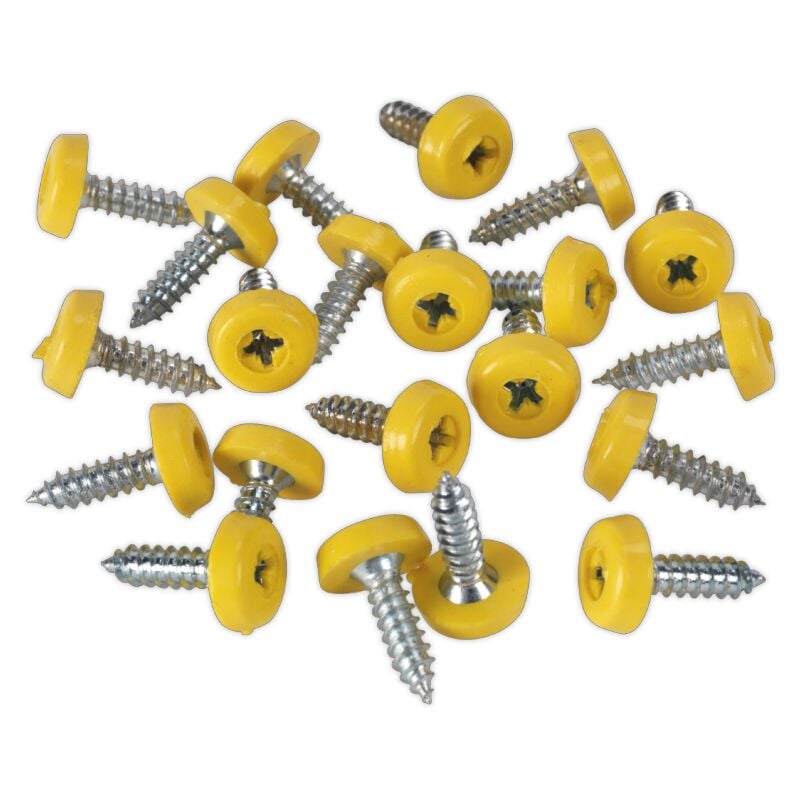 Sealey - Number Plate Screw Plastic Enclosed Head 4.8 x 18MM Yellow Pack of 50