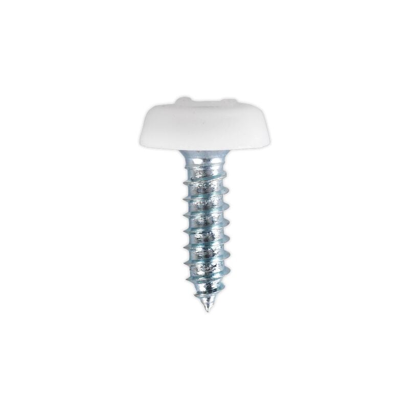 Sealey - Number Plate Screw Plastic Enclosed Head 4.8 x 18MM White Pack of 50