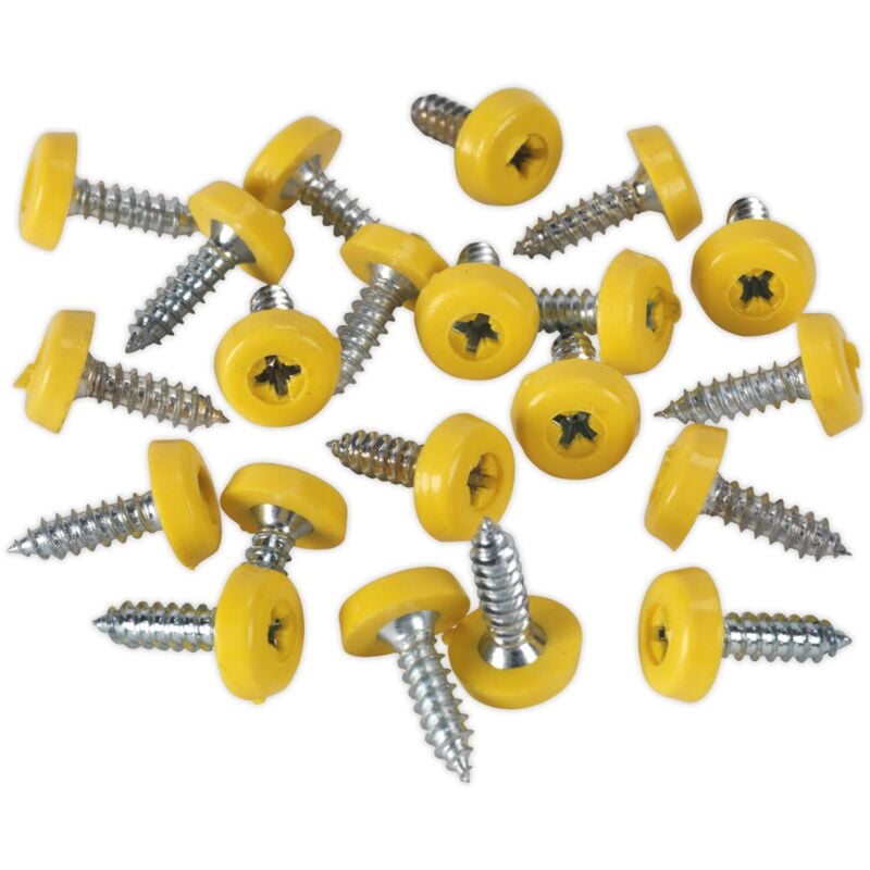 Sealey - PTNP2 Numberplate Screw with Plastic Enclosed Head 4.8 x 18mm, Yellow - Pack of 50