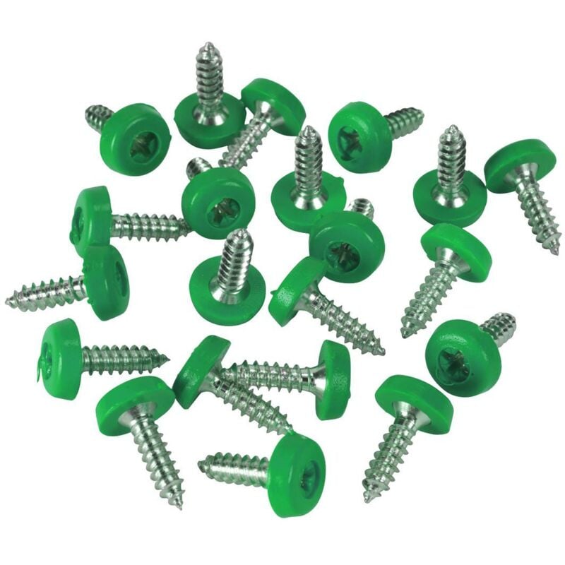 Sealey - ptnpg Numberplate Screws 4.8 x 18mm, Green - Pack of 50