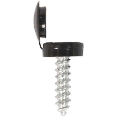 Sealey Numberplate Screw & Flip Cap 4.2 x 19mm Black Pack of 50 NPBK50