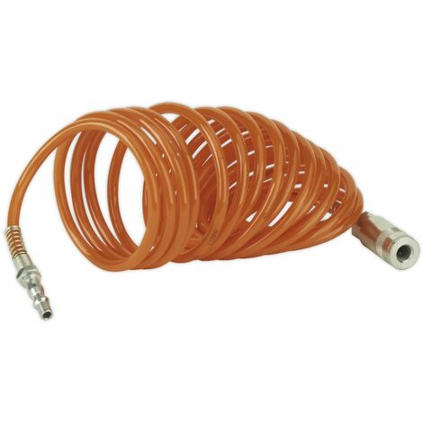 Sealey PE Coiled Air Hose 5m x �5mm with Couplings SA305