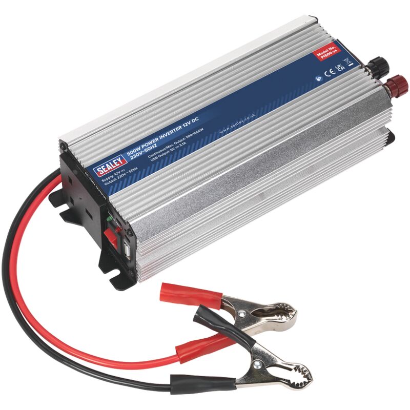 Power Inverter 500W 12V dc - 230V50Hz PI500 - Sealey