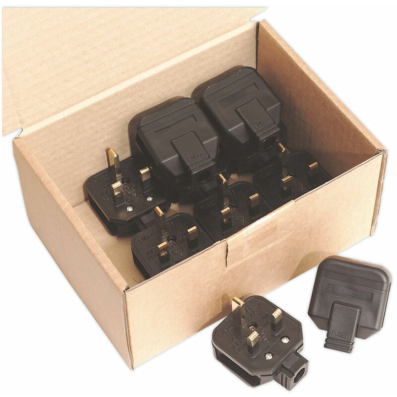 PL/13/3 Rubber Plug 13amp Extra Heavy-duty Pack of 10 - Sealey