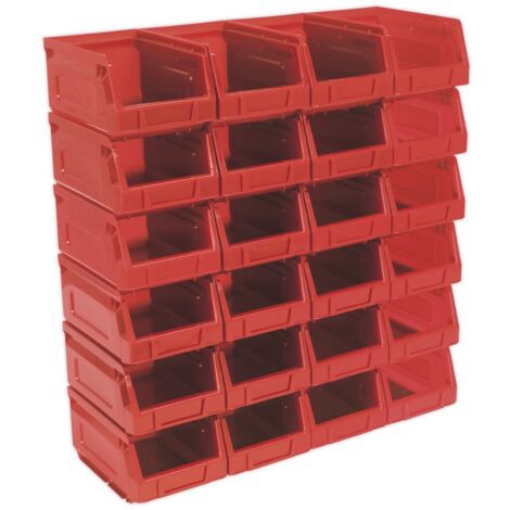 Sealey Plastic Storage Bin 105 x 165 x 85mm, Red - Pack of 24 TPS224R