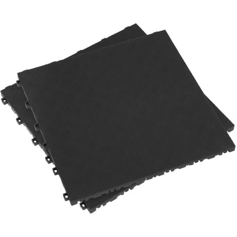 Sealey Polypropylene Floor Tile 400 x 400mm, Black Treadplate - Pack of 9 FT3B