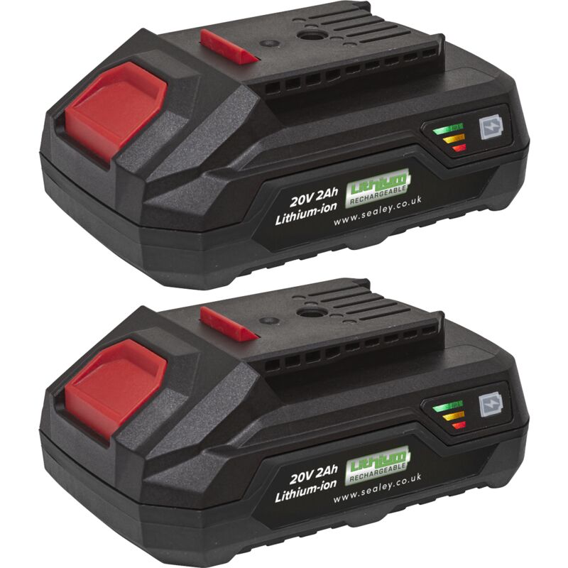 Sealey - SV20 Series Power Tool Battery 20V 2Ah - Pack of 2 BK02