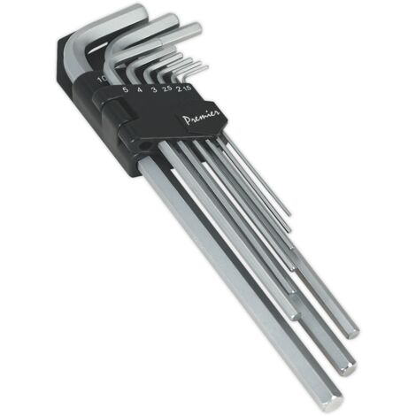 Sealey Premier Extra-Long Hex Key Set 9pc AK7137