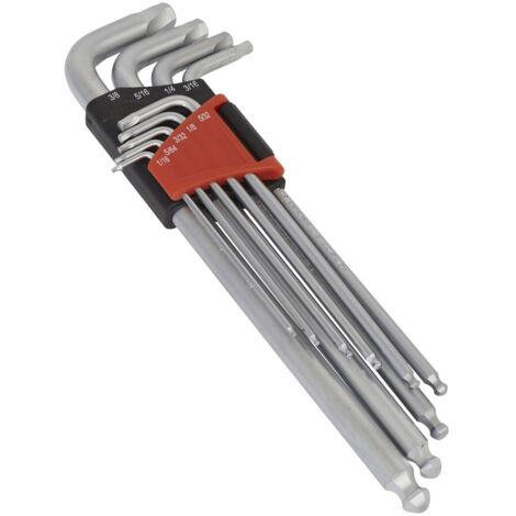 Sealey Premier Imperial Lock-On&trade Extra-Long Ball-End Hex Key Set 9pc AK7181