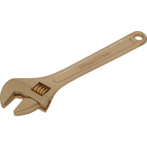 Adjustable non-sparking wrench 200mm – Beryllium copper construction – Jaw capacity 24mm – For professional use in hazardous environments – Sealey
