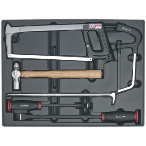Sealey Premier Pry Bar, Hammer & Hacksaw Set with Tool Tray 6pc TBT30