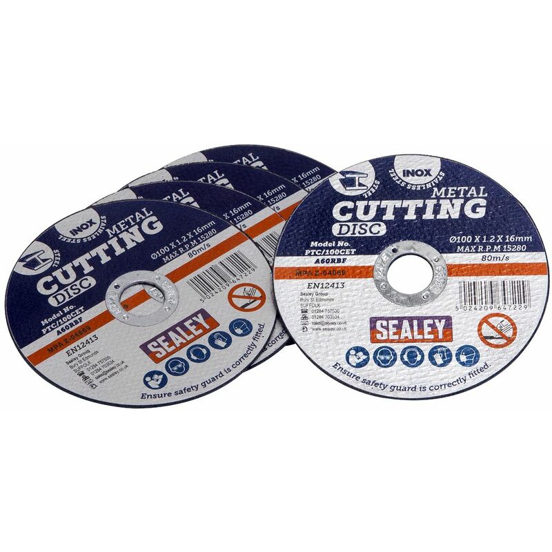 Sealey Metal Cutting Disc 100mm 1.2mm Pack of 100