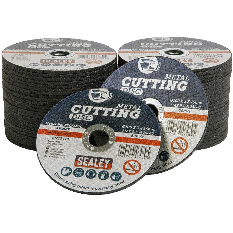 Sealey - Cutting Disc Pack of 50 �100 x 3mm �16mm Bore PTC/100C50
