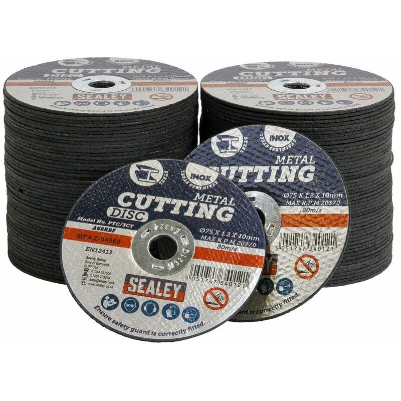 Sealey - Cutting Disc Pack of 100 �75 x 1.2mm �10mm Bore PTC/3CT100