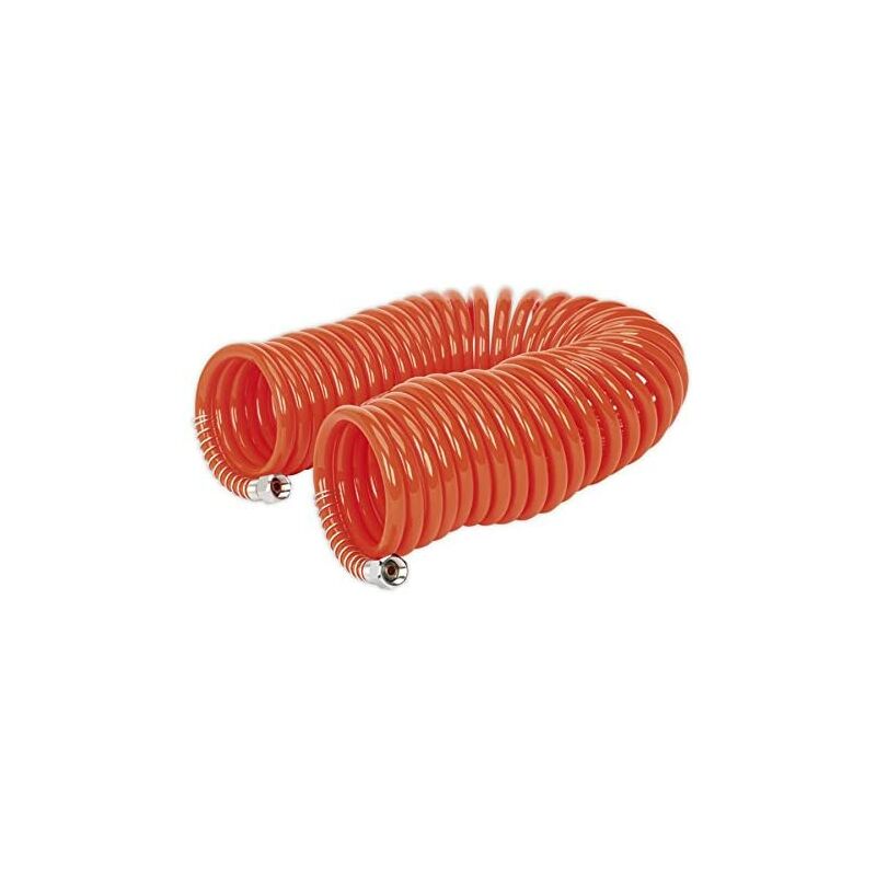 AH10C/6 PU Coiled Air Hose 10m x Ø6mm with 1/4'BSP Unions - Sealey