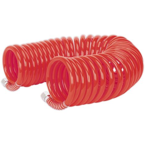 Sealey PU Coiled Air Line Hose 10m x 8mm with 1/4""BSP Unions AH10C/8