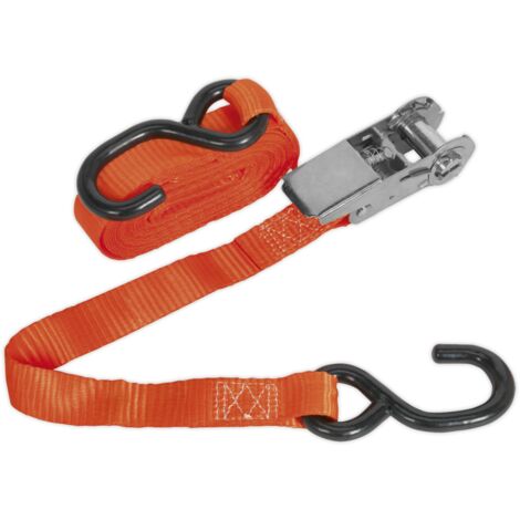 Sealey Ratchet Strap Polyester Webbing with S-Hook 25mm x 4.5m 800kg Breaking Strength TD0845S