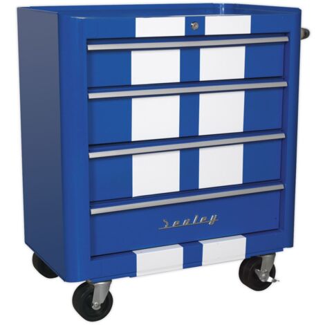 Sealey Rollcab 4 Drawer Retro Style - Blue with White Stripes AP28204BWS