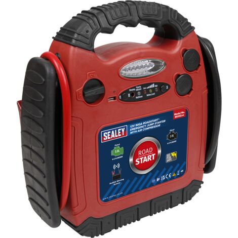 Sealey RS132 RoadStart 12V Emergency Jump Starter with Air Compressor 900 Peak Amps